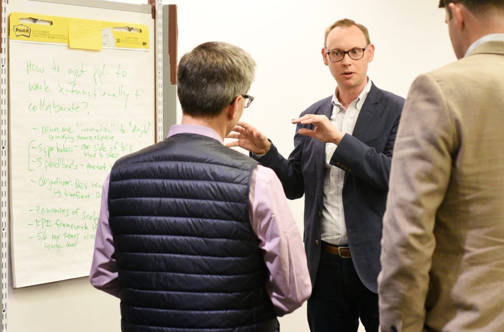 Michael Schrader, Head of Strategy, Planning and Operations for Fidelity Labs, participates in a breakout discussion on cross-functional collaboration.