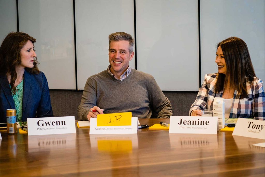 Gwenn Peters, InnoLead at Rockwell Automation; J.P. Keating, Supply Chain Inclusion and Innovation Manager at Allstate Insurance Company; and Jeanine Charlton, CTO of Merchants Fleets