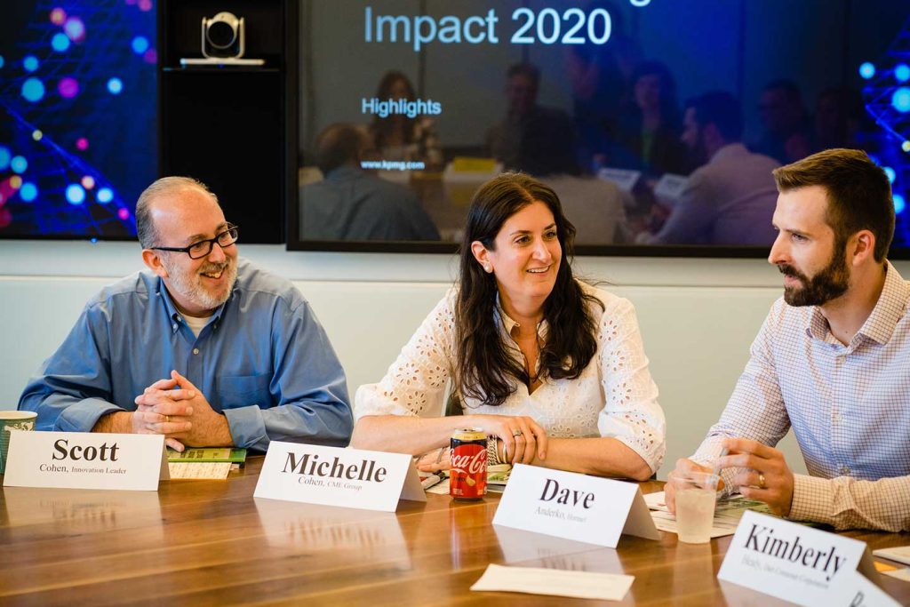 Scott Cohen Co-founder of InnoLead; Michelle Cohen Director, Innovation & Acceleration Lab at CME Group; and Dave Anderko, Senior Innovation Manager at Hormel