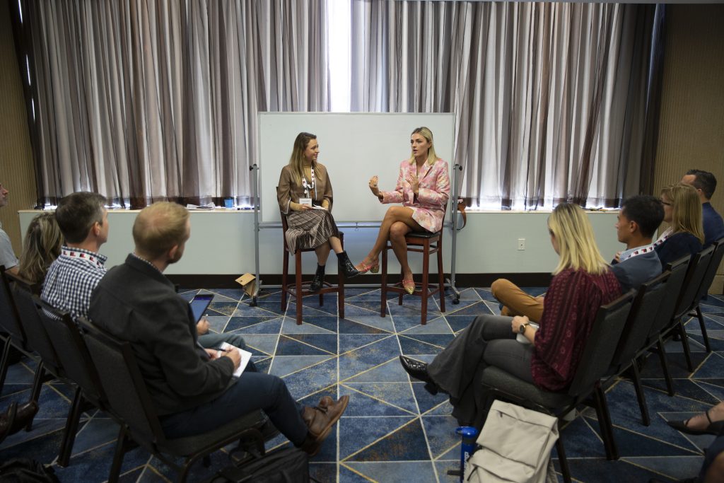 Caitlin Harper, Event Producer and Communications Coordinator at InnoLead; and Erin Robertson, Fashion Scientist and Project Runway Season 15 Winner.