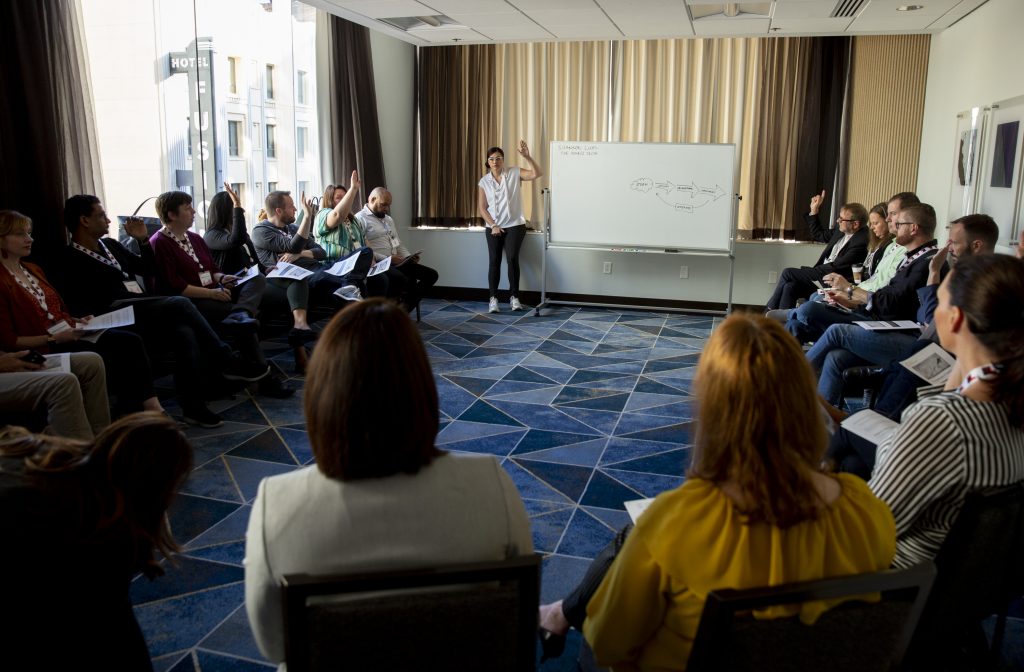 Shannon Lucas, former EVP, Head of Emerging Business at Ericsson, leads a session.