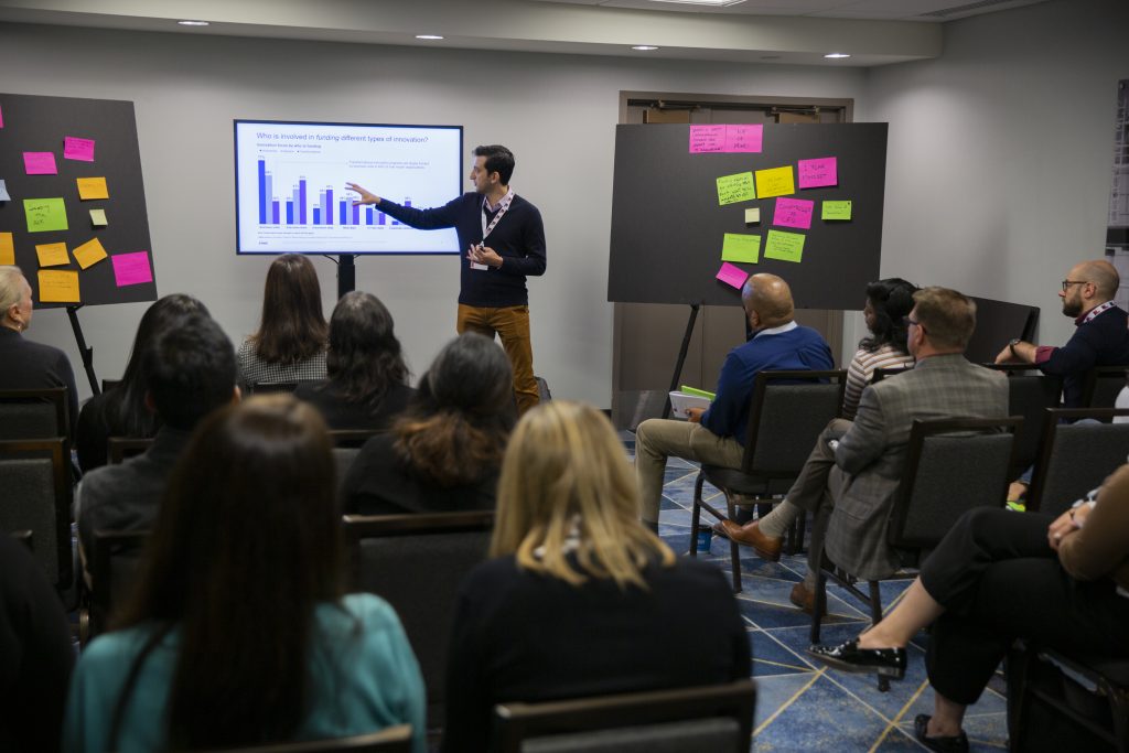 Ali Geramian, Managing Director of Innovation & Enterprise Solutions at KPMG LLP, leads a skill-building workshop.