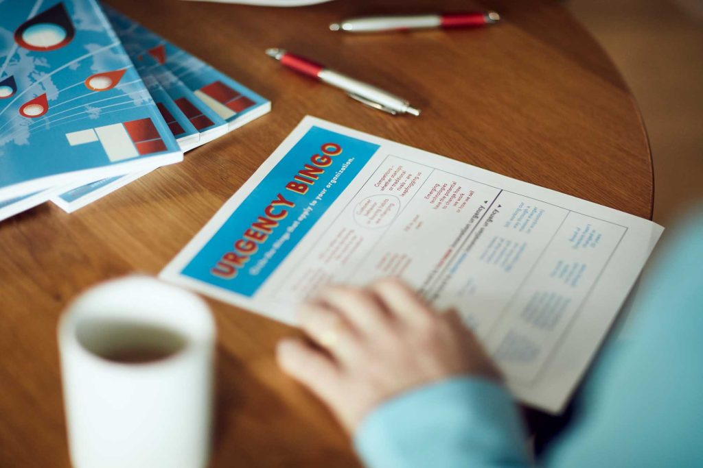To kick off Day Two, we played the game of “Urgency Bingo.” The focus: How much innovation urgency exists in and around your company?