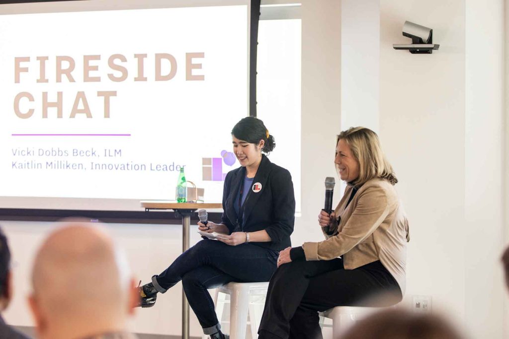 InnoLead’s Kaitlin Milliken with Vicki Dobbs Beck of Lucasfilm.