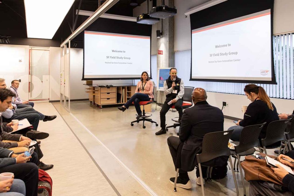 Day Two began at the W.L. Gore Innovation Center in Santa Clara, where Linda Elkins of WL Gore and Scott Kirsner of InnoLead talked about the creation and evolution of the facility.