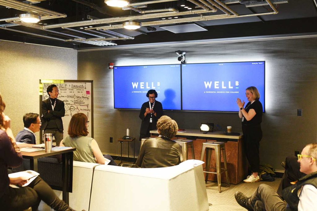 Alfred Byun of Gensler, Amanda Ramos of Gensler, and Erin Narloch of Reebok lead a session on “Using Story to Access Knowledge & Innovate for the Future.”