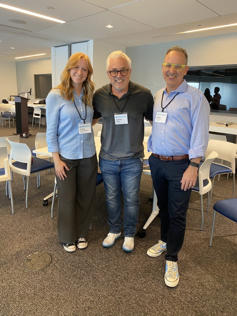 Hadley Thompson of InnoLead, Andres Kiger of Converse, and Scott Kirsner of InnoLead.