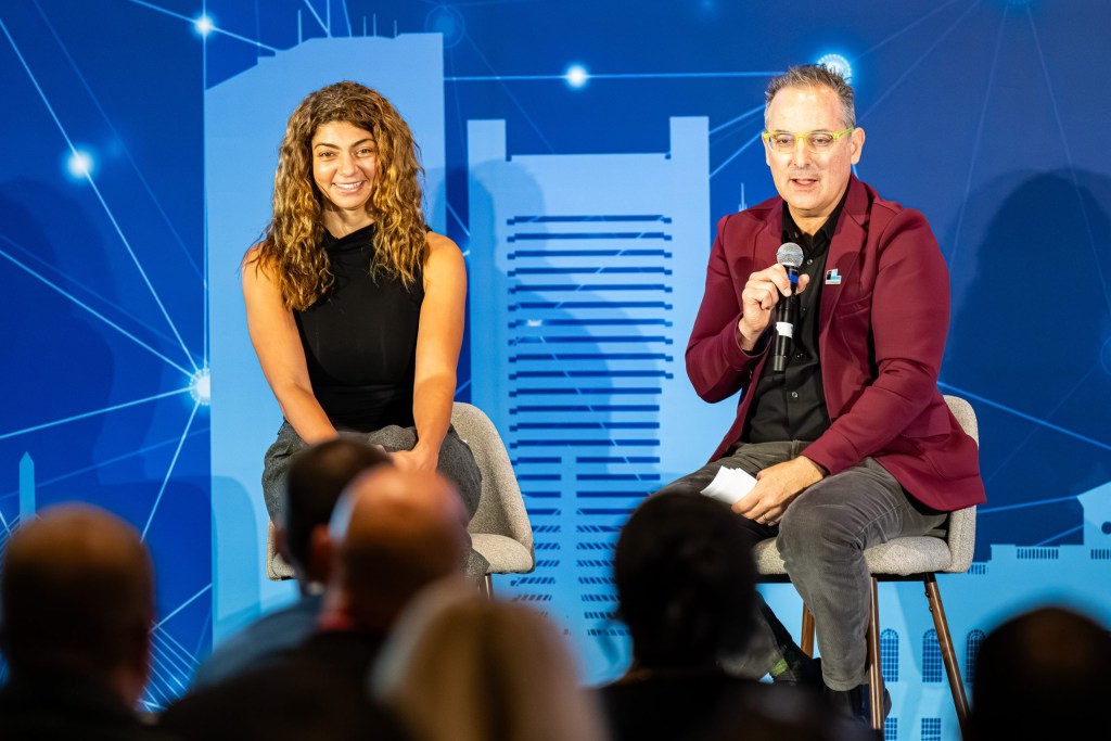 Author, investor, and podcaster Rana el-Kaliouby with InnoLead’s Scott Kirsner.