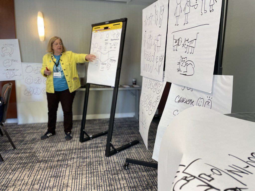 Lisa Rothstein leads a workshop on doodling to communicate ideas.