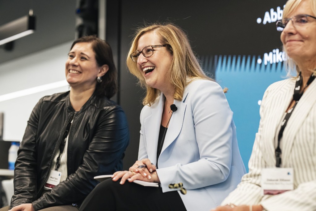 Mikell Taylor of General Motors with Caroline Sherman of Fidelity Investments and Deborah DiSanzo, formerly CEO of Best Buy Health.