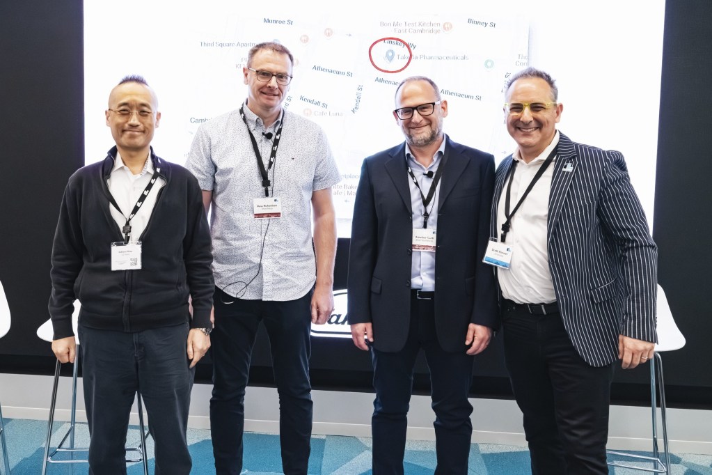 Sokwoo Rhee of LG Electronics, Ross Richardson of SharkNinja, Amedeo Conti of Shell, and Scott Kirsner of InnoLead.