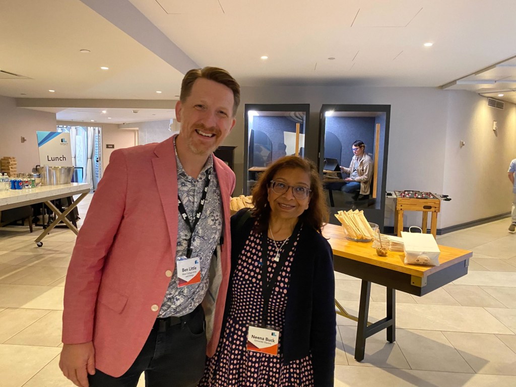 Impact speakers Ben Little of Fidelity Investments and Neena Buck of Schneider Electric.