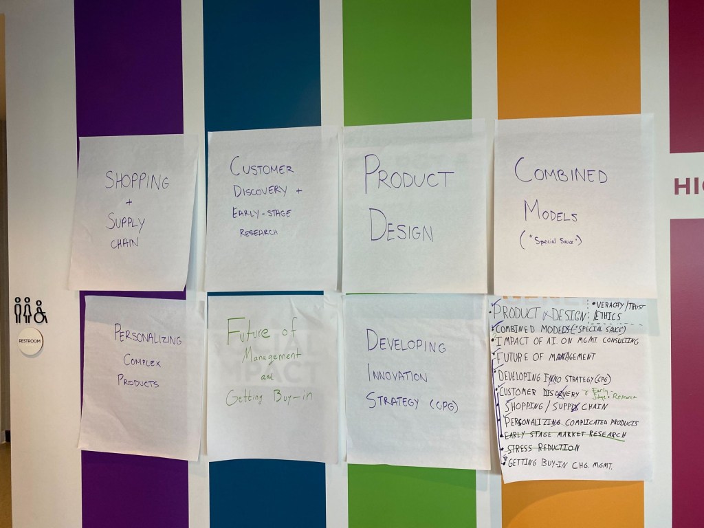 Event participants chose to join one of seven breakout groups on AI use cases, all proposed by attendees.