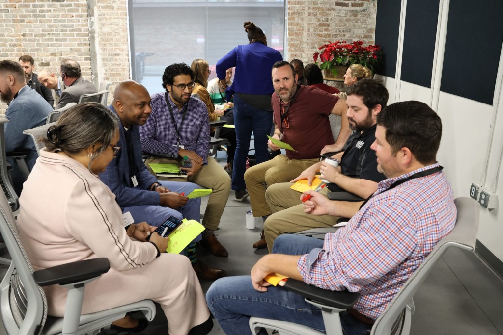 Participants talk about their goals for the day.