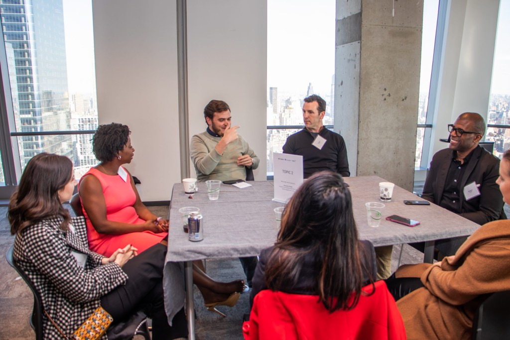 Attendees lead a conversation about corporate VC and scouting promising startups.