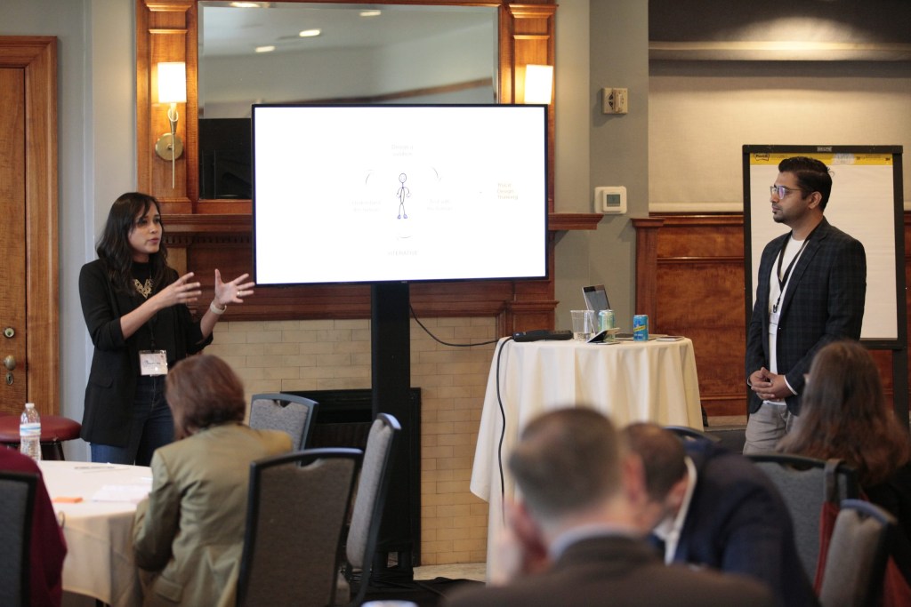 Prapti Jha, Design Strategist & Researcher at Harvard’s T.H. Chan School of Public Health, and Harsh Wardhan, Innovation Program Lead at Google, lead a breakout session on design thinking.