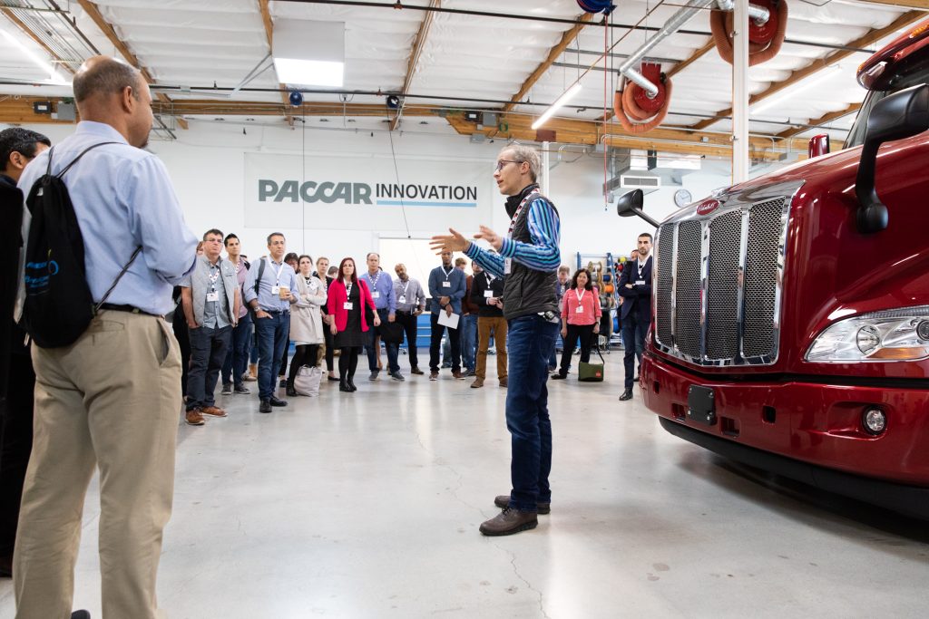 Paul Konasewich leads a tour at the PACCAR Silicon Valley Innovation Center in Sunnyvale, Calif.