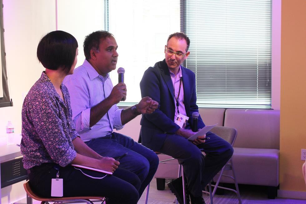 Joyce Chen, Director of Design Thinking & Strategy, Capital One, Firooz Lafeer, CTO of Capital One Labs, and Scott Kirsner, CEO of InnoLead