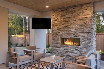 electric fireplace outside